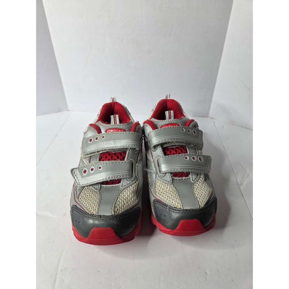 Pediped‎ Flex Silver Red Grey Athletic Sneakers Kids Size EU 30 Hook Loop Straps